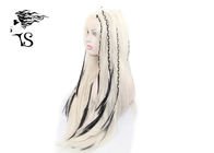 Straight Blonde Synthetic Braided Wigs Highlighted With Dark Braid Natural Looking